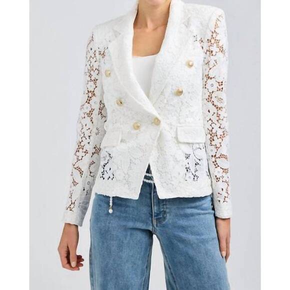 NEW GENERATION LOVE eliza lace blazer in white